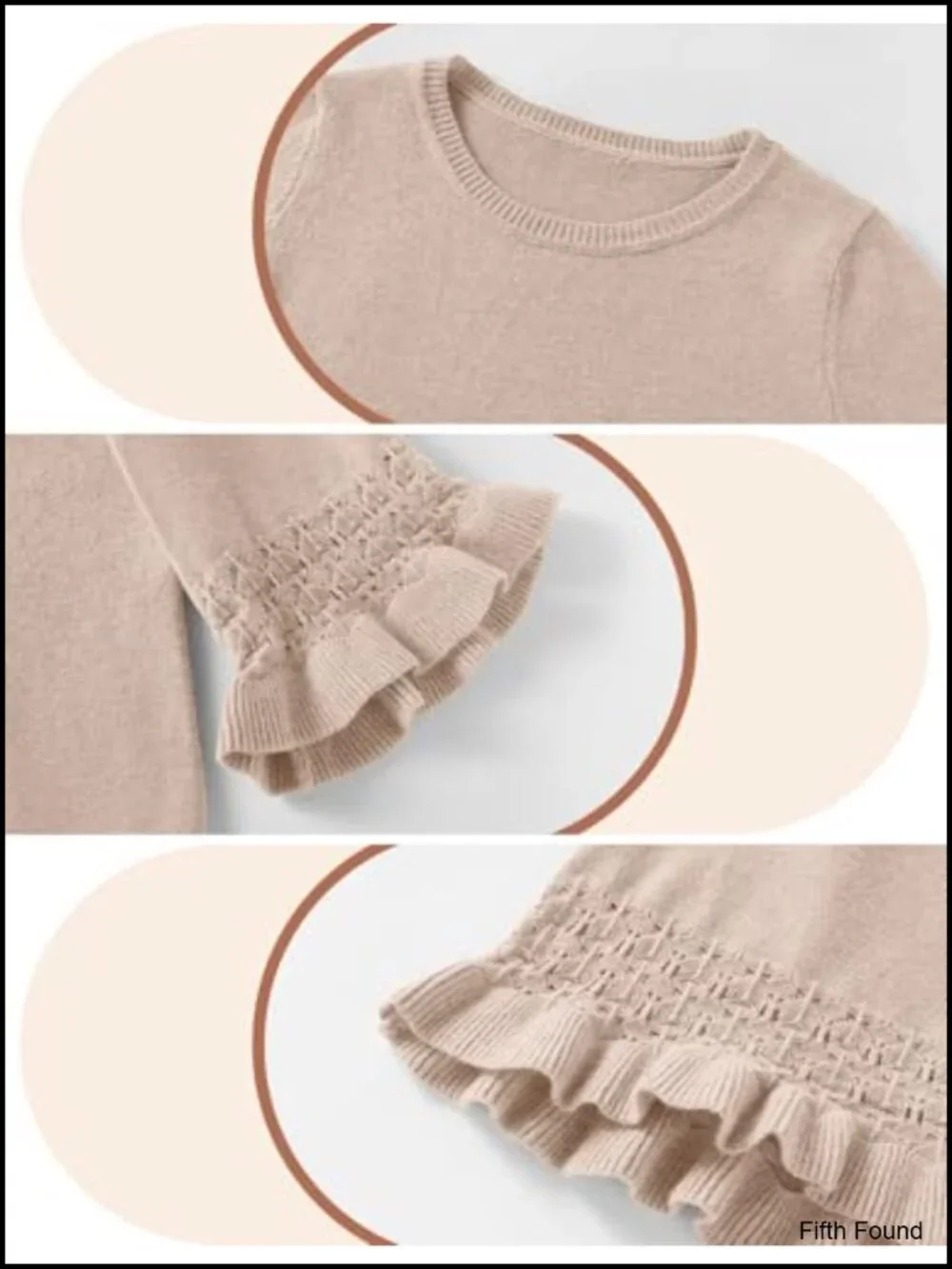 3/4 Sleeve Crewneck Knit Peplum Sweater Tops for Women
